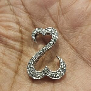 Sparkling Silver Heart Brooch